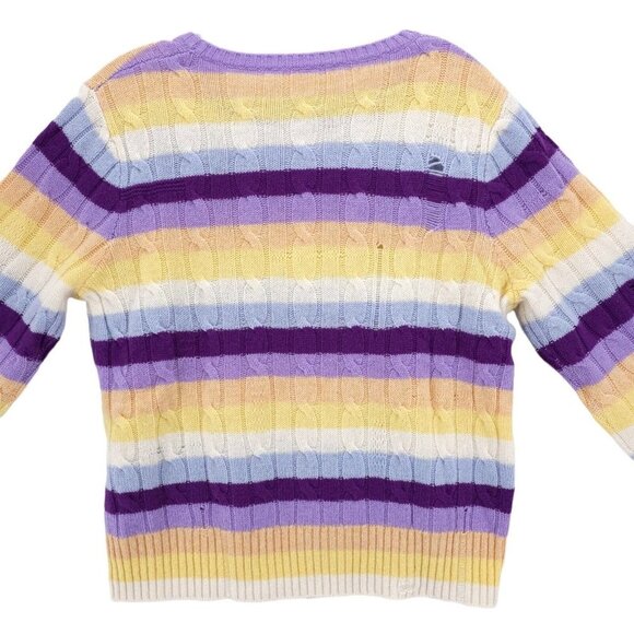 NWT MARC JACOBS 100% Cashmere Cable Knit DISTRESSED Sweater Striped Size LARGE - Picture 4 of 9